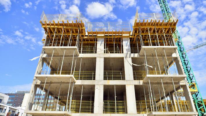 Construction site with building under development